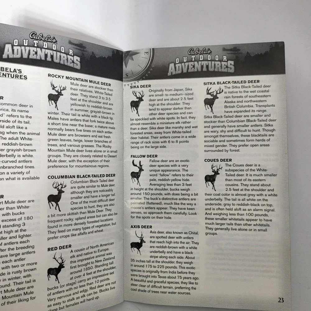 Activision Cabelas Outdoor Adventures Video Game‎ Manual 2005 Wildlife Guide PS2